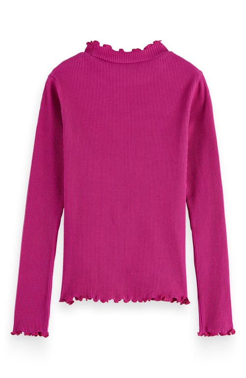 Scotch & Soda Kids' Lettuce Edge Mock Neck T-shirt In Purple