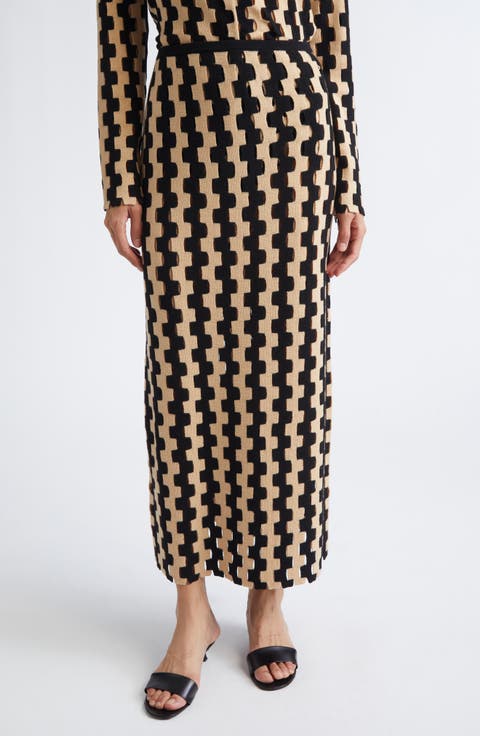 Marshall Puzzle Intarsia Openwork Merino Wool Skirt