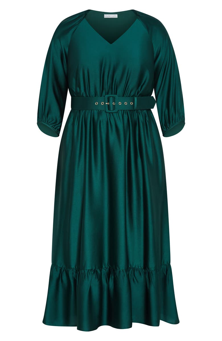 City Chic Betty Belted Midi Dress, Alternate, color, Jade