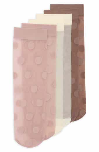 Assorted 3-Pack Sheer Dot Anklet Socks