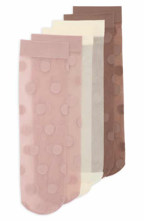Assorted 3-Pack Sheer Dot Anklet Socks