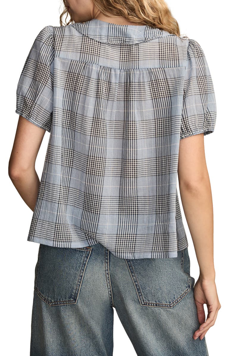 Lucky Brand Prince of Wales Pintuck Top, Alternate, color, Blue Plaid