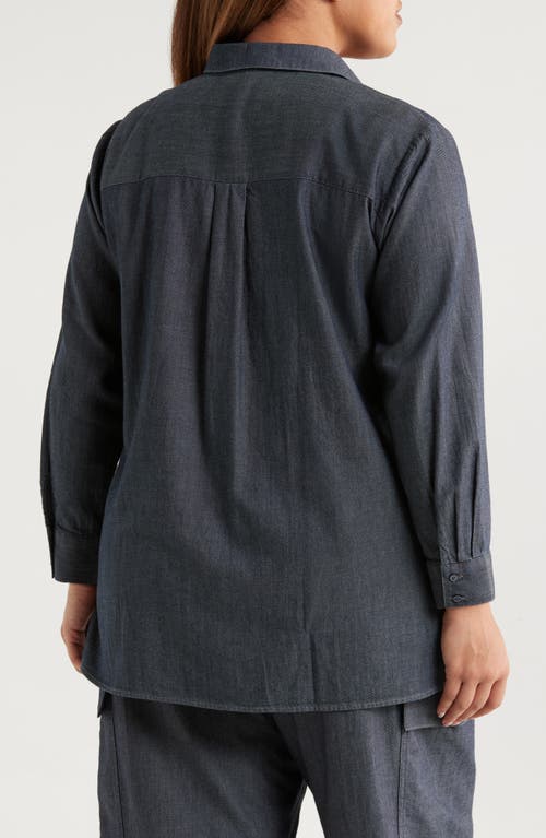 Eileen Fisher Classic Collar Easy Organic Cotton Button-up Shirt In Blue