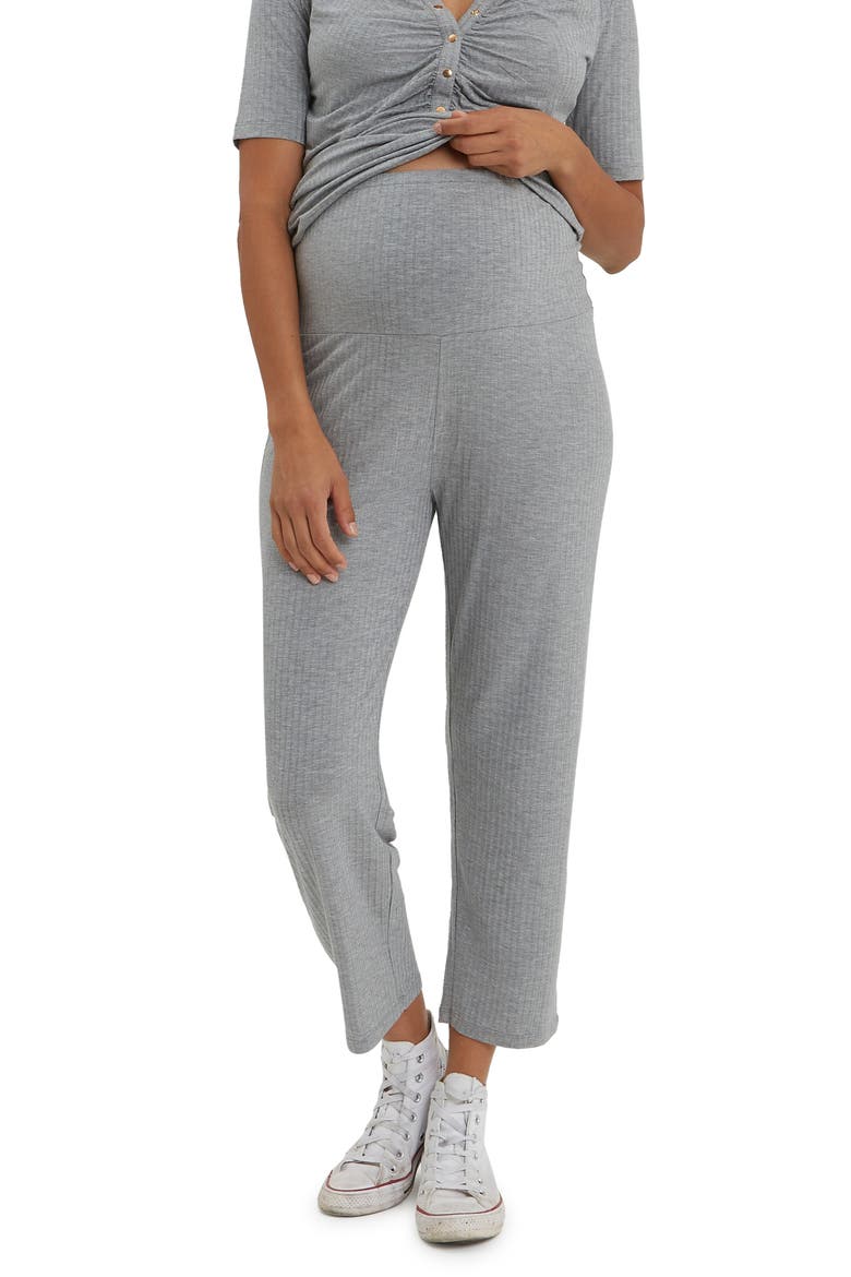 Camilla Over-the-Belly Maternity Pants, Main, color, HEATHER GRAY