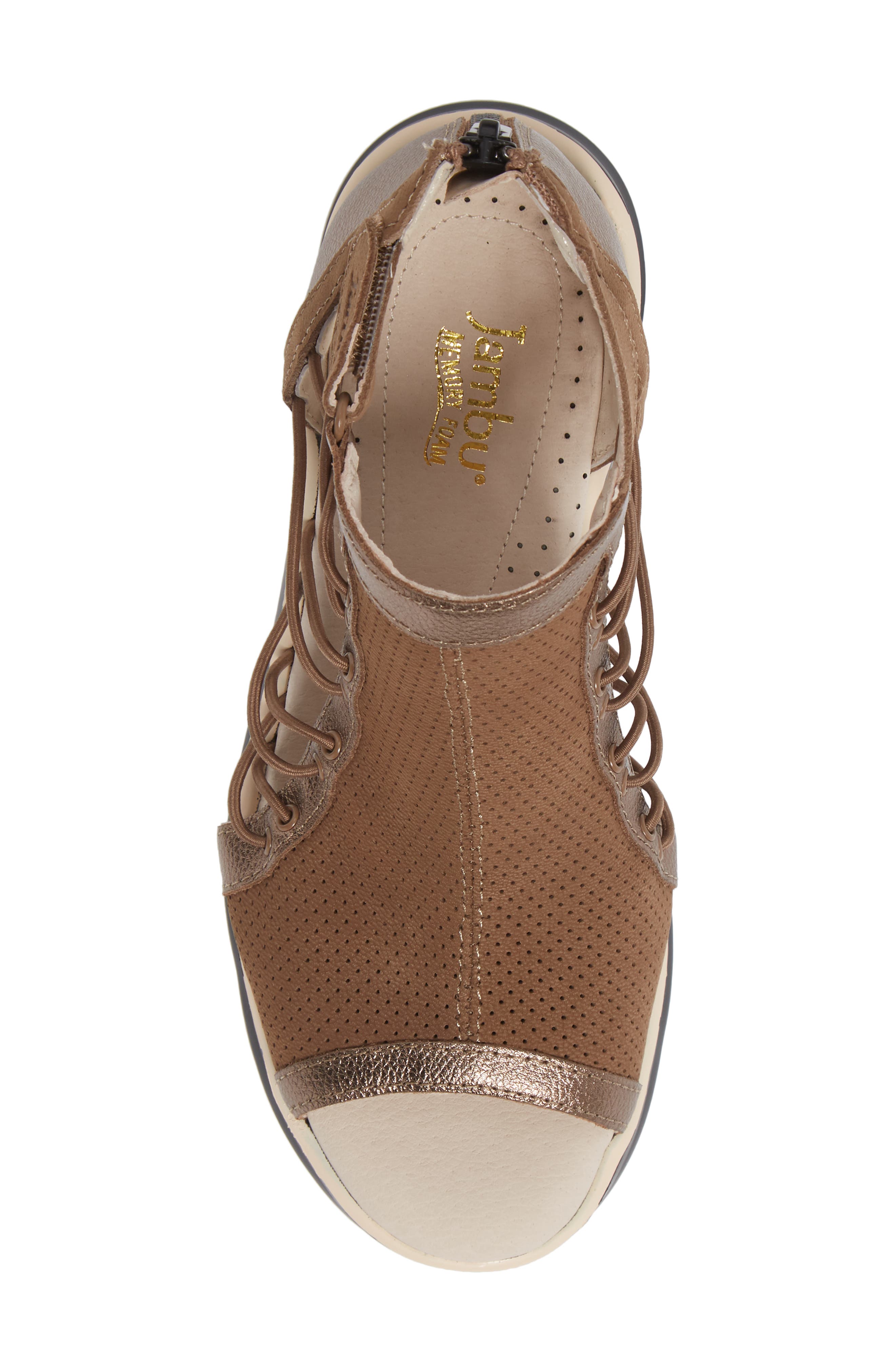 Naomi Perforated Wedge Sandal, Alternate, color, BRONZE/ TAN