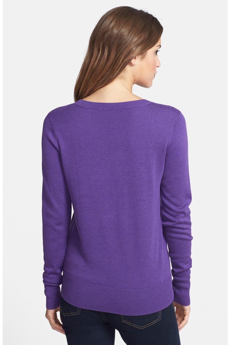 Intarsia Sweater, Alternate, color, PURPLE- GREY TRES CHIC