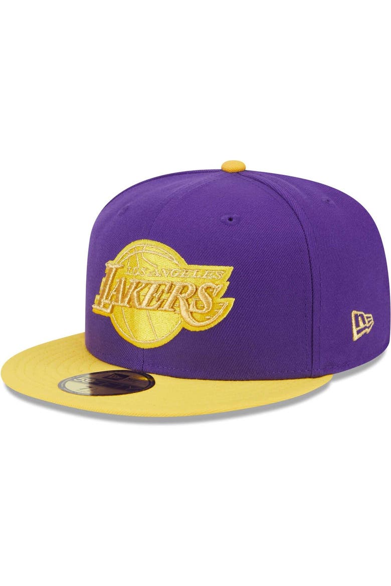 Men's New Era Purple/Gold Los Angeles Lakers Gameday Gold Pop Stars 59FIFTY Fitted Hat, Alternate, color, Purple