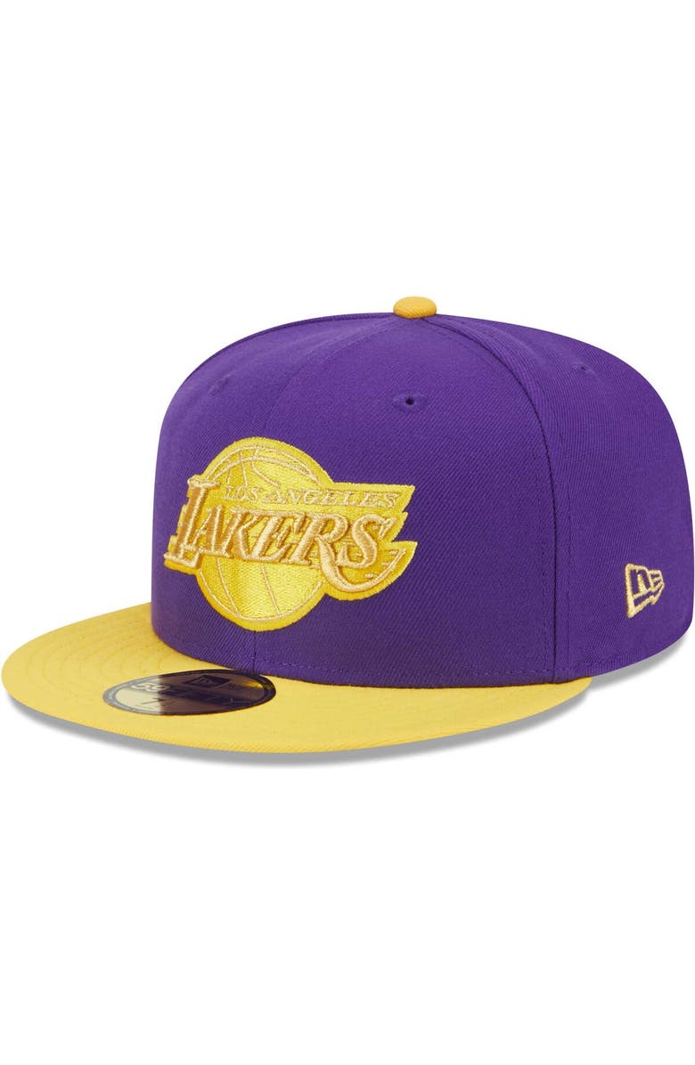 New Era Men's New Era Purple/Gold Los Angeles Lakers Gameday Gold Pop Stars 59FIFTY Fitted Hat, Alternate, color, Purple