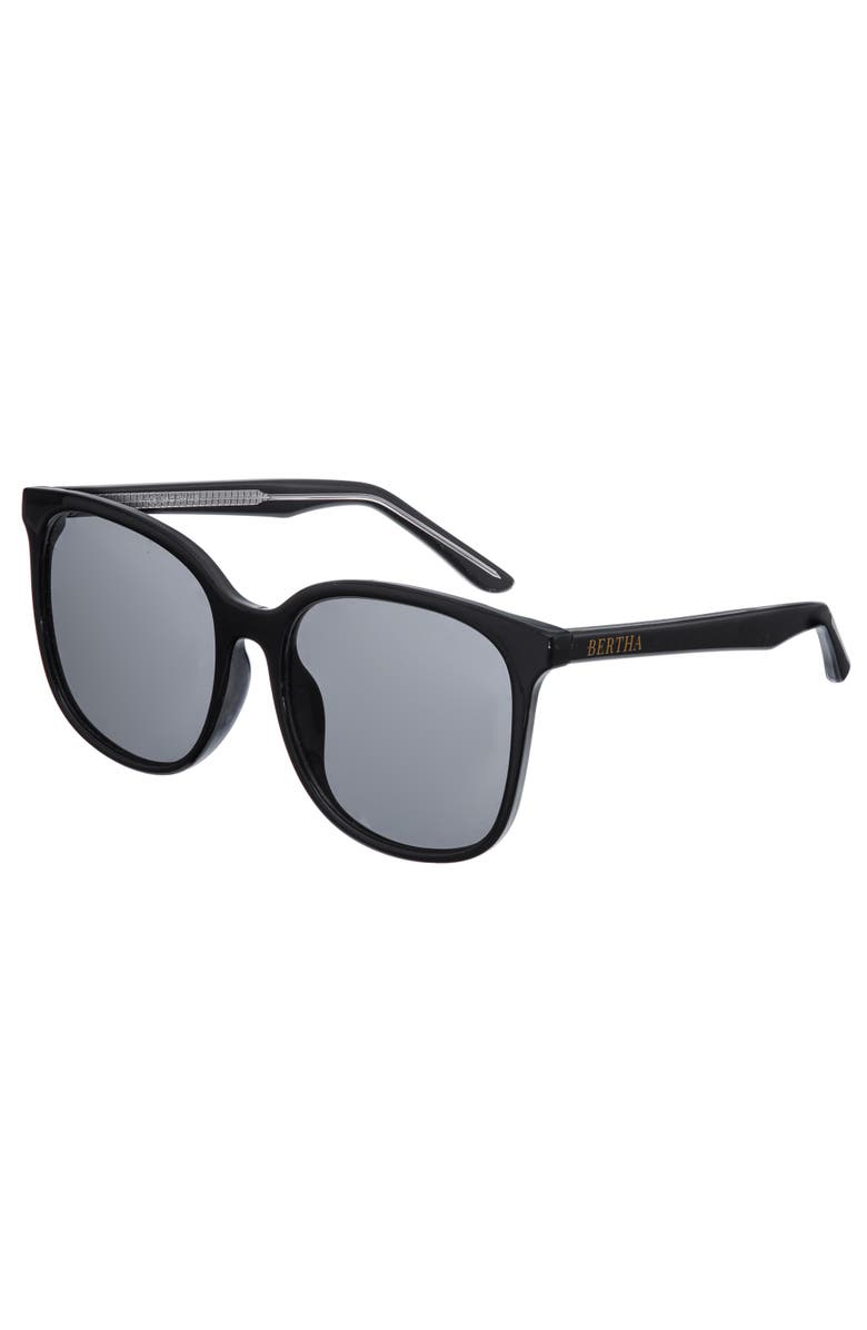 BERTHA Avery Polarized Sunglasses, Main, color, Black/Black