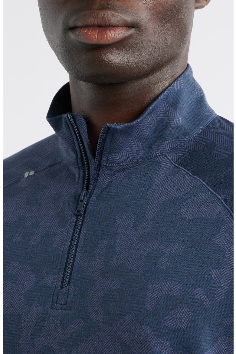 Viktor Waffle Camo Print Quarter Zip Pullover, Alternate, color, NAVY