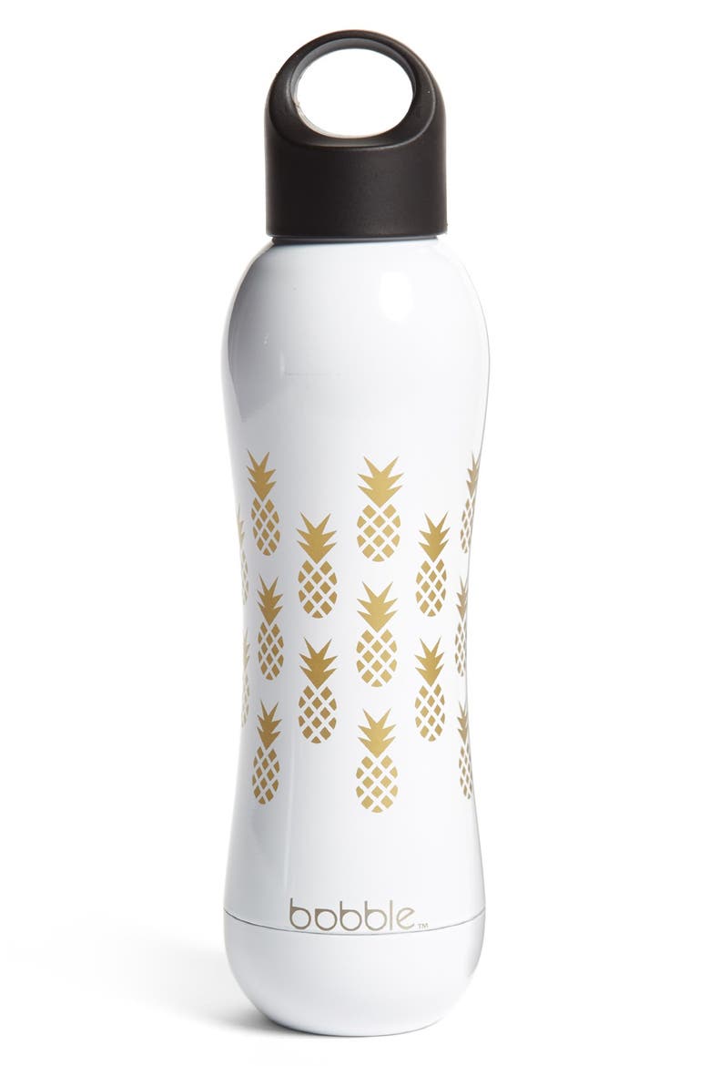 'Pining for You' Stainless Steel Water Bottle, Main, color, WHITE