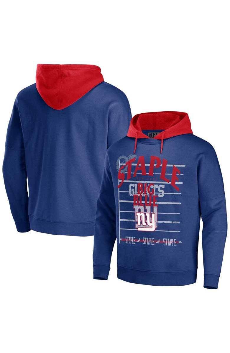 STAPLE Men's NFL x Staple Blue New York Giants Throwback Vintage Wash Pullover Hoodie, Alternate, color, 