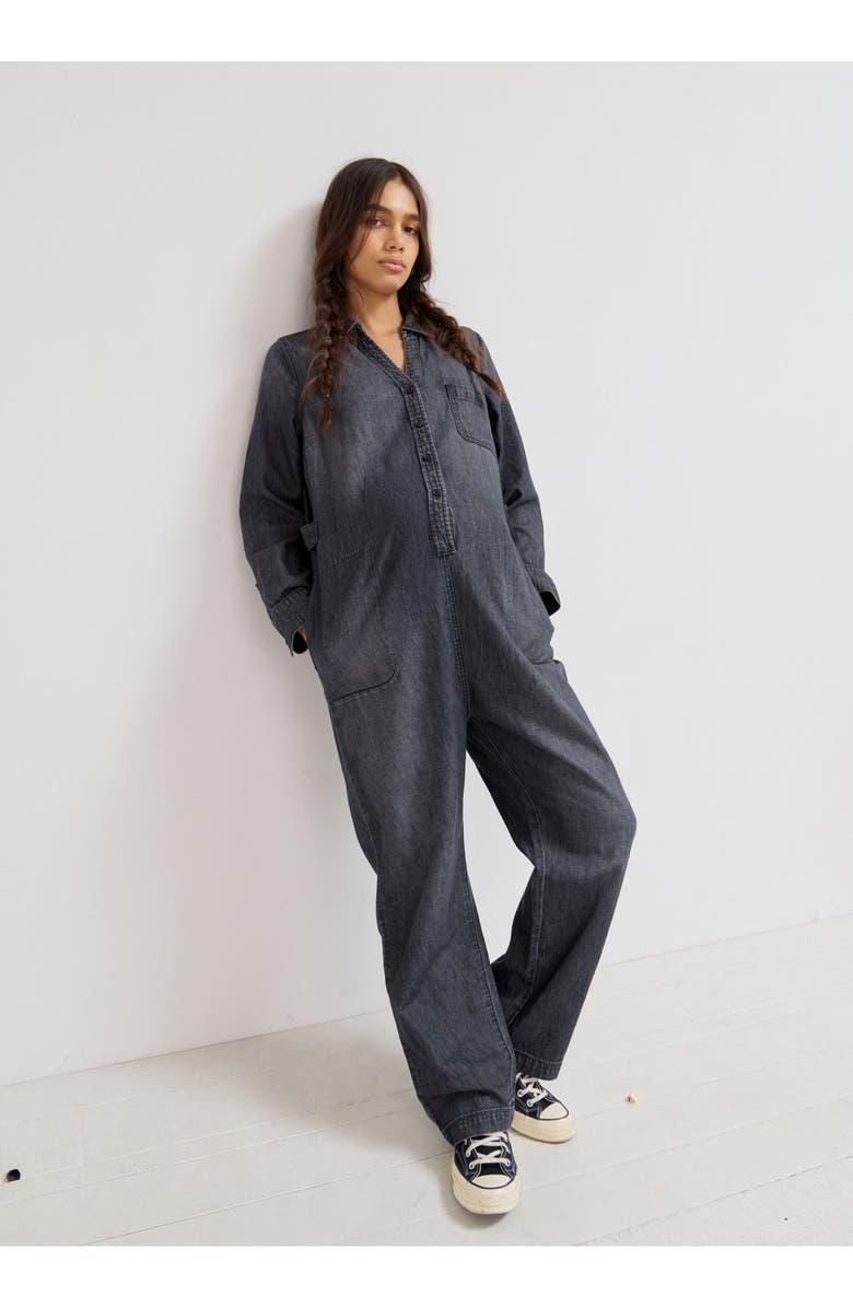 HATCH Collection The Everyday Nursing Denim Jumpsuit, Alternate, color, Washed-Black