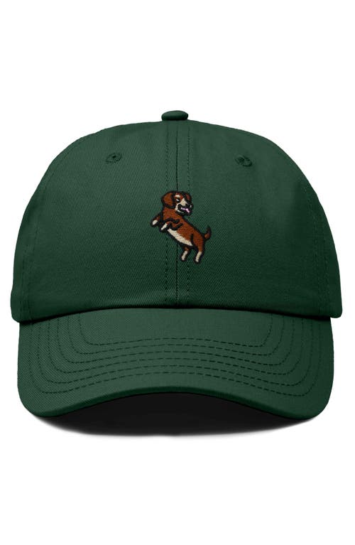Dalix Dachshund Embroidered Dad Cap In Dark Green