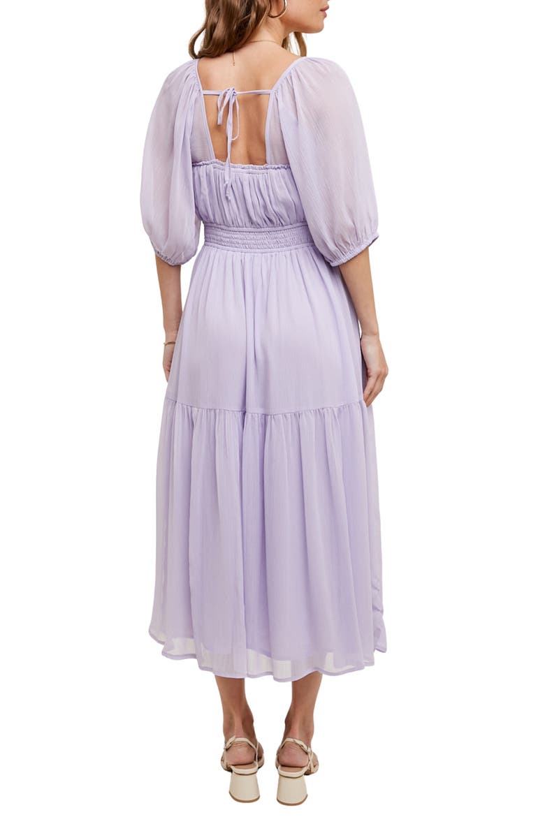 Chiffon Tiered Midi Dress, Alternate, color, LAVENDER