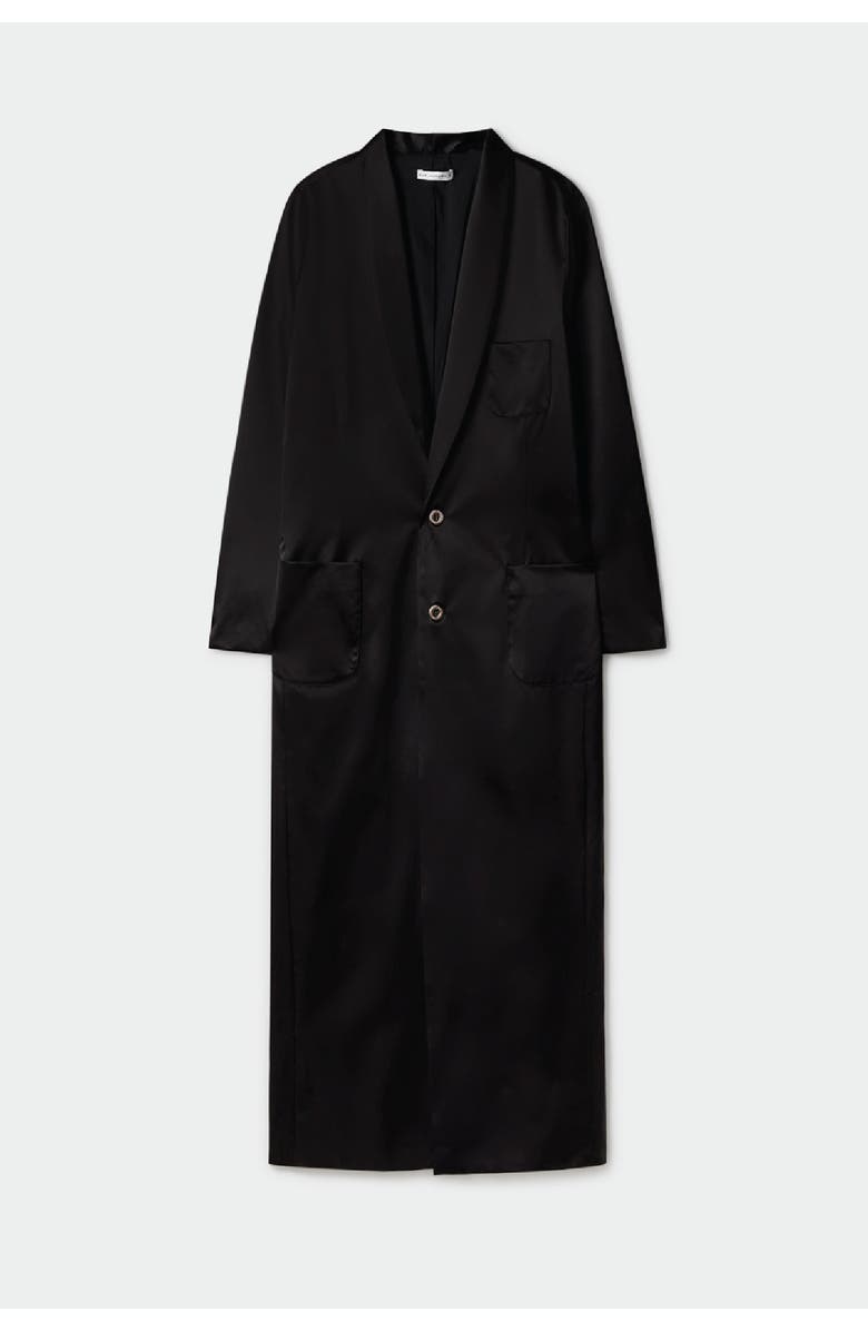 SILK LAUNDRY WEATHERPROOF LONG BLAZER BLACK, Alternate, color, Black