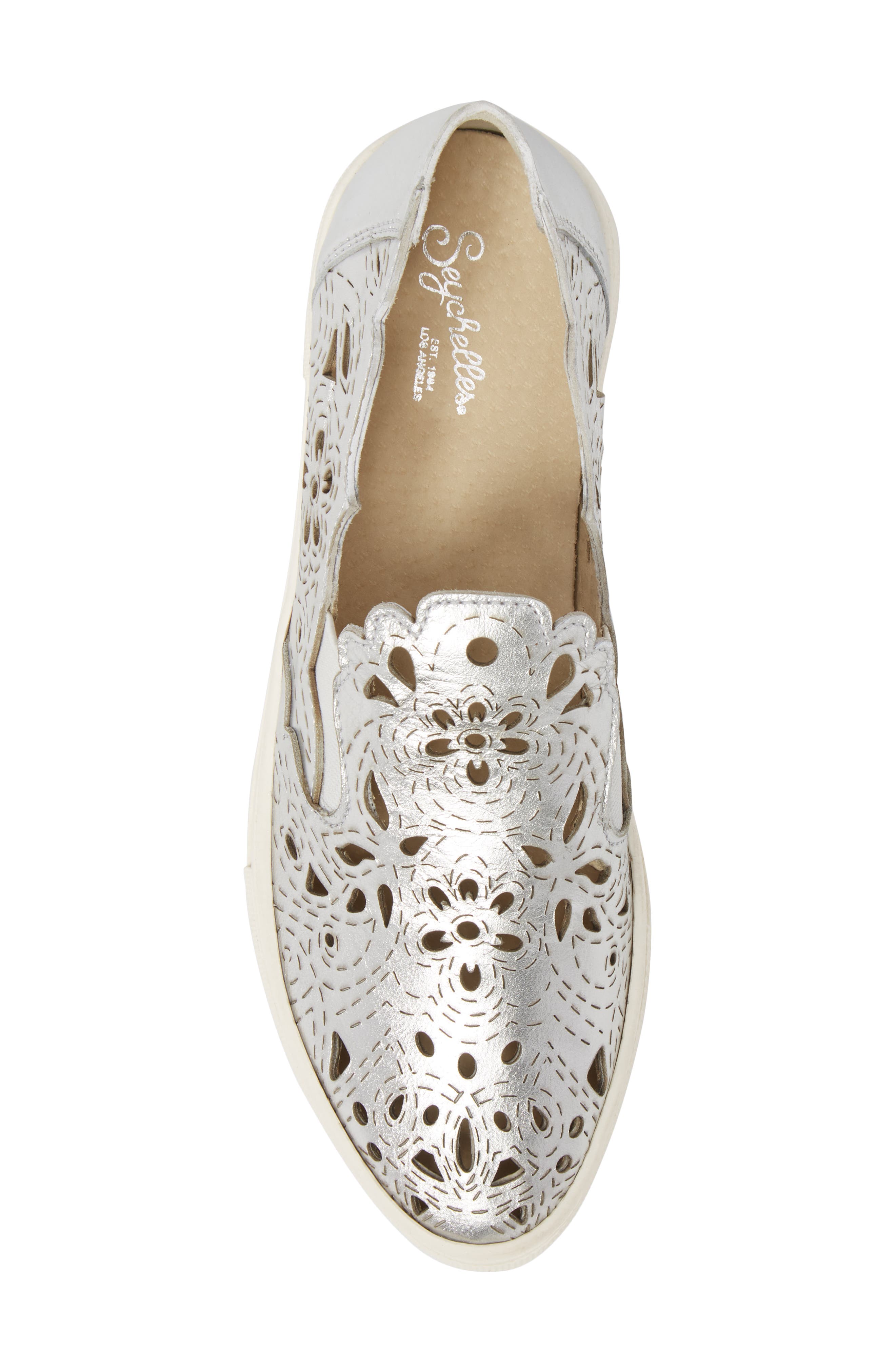 Even Better Laser Cutout Slip-On Sneaker, Alternate, color, SILVER LEATHER