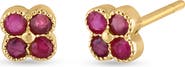 Bony Levy 18K Gold El Mar Gemstone Clover Stud Earrings (Online Trunk Show)