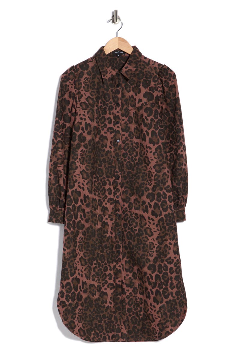 Marlowe Long Sleeve Shirtdress, Alternate, color, LEOPARD TWILL