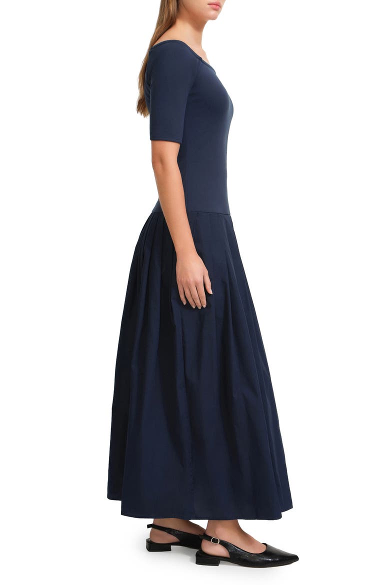Mila Off the Shoulder Pleated Drop Waist Dress, Alternate, color, DEEP INDIGO