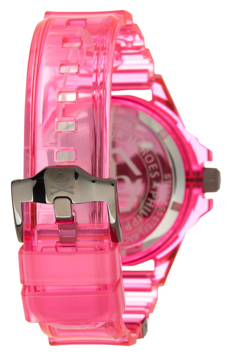 PHILIPP PLEIN The $kull Scuba Duba Silicone Strap Watch, 44mm, Alternate, color, 