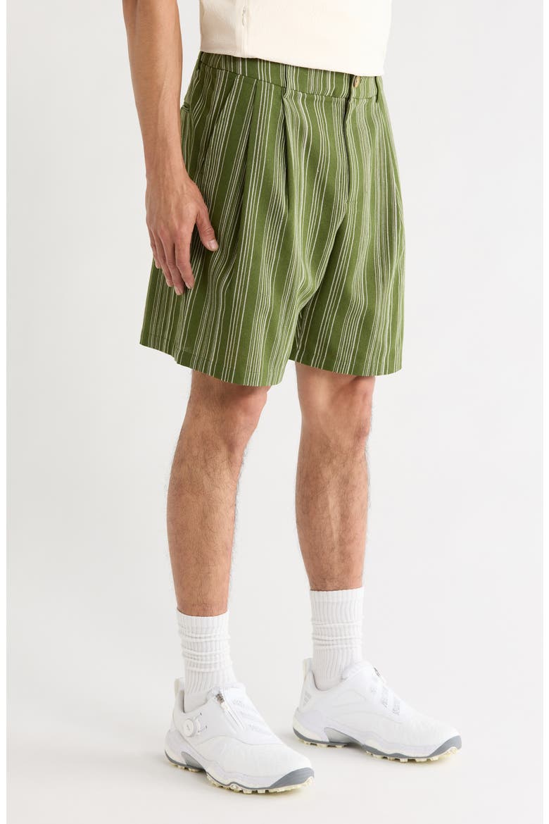 Arena Stripe Pleated Shorts, Alternate, color, CHIVE STRIPE