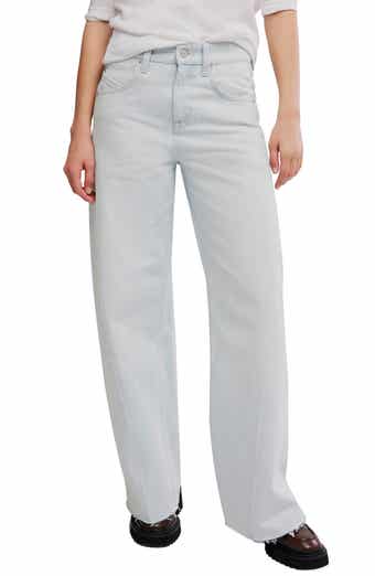 Alter Ego Raw Hem Wide Leg Boyfriend Jeans