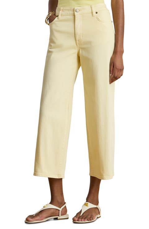 Crop Wide Leg Jeans (Light Sun Faded Yellow)