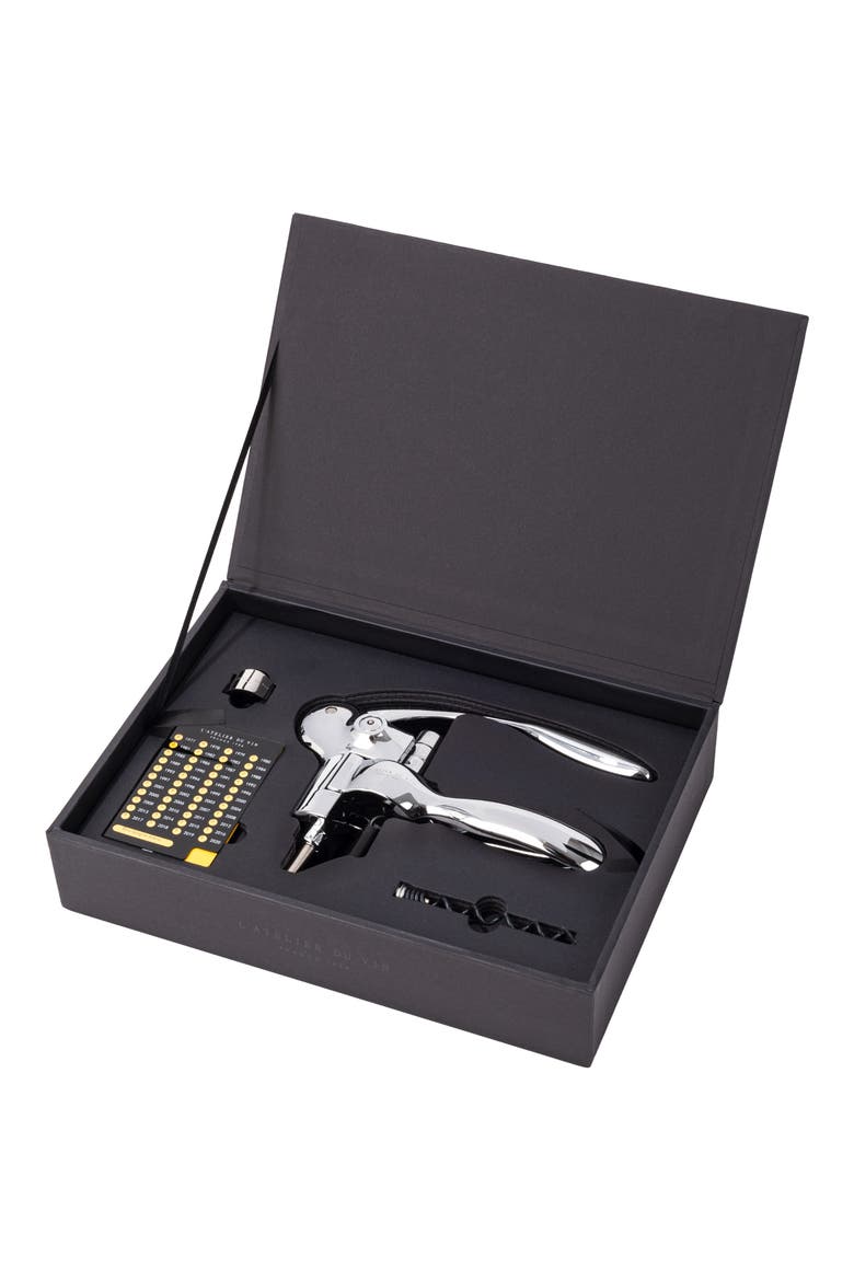 Oeno Box Sommelier Lever Corkscrew, Main, color, BLACK