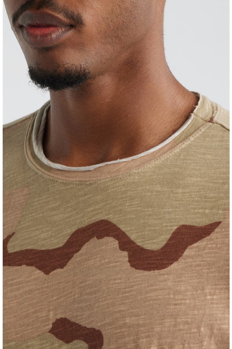 Slub Print Cotton Crewneck T-Shirt, Alternate, color, SAND CAMO