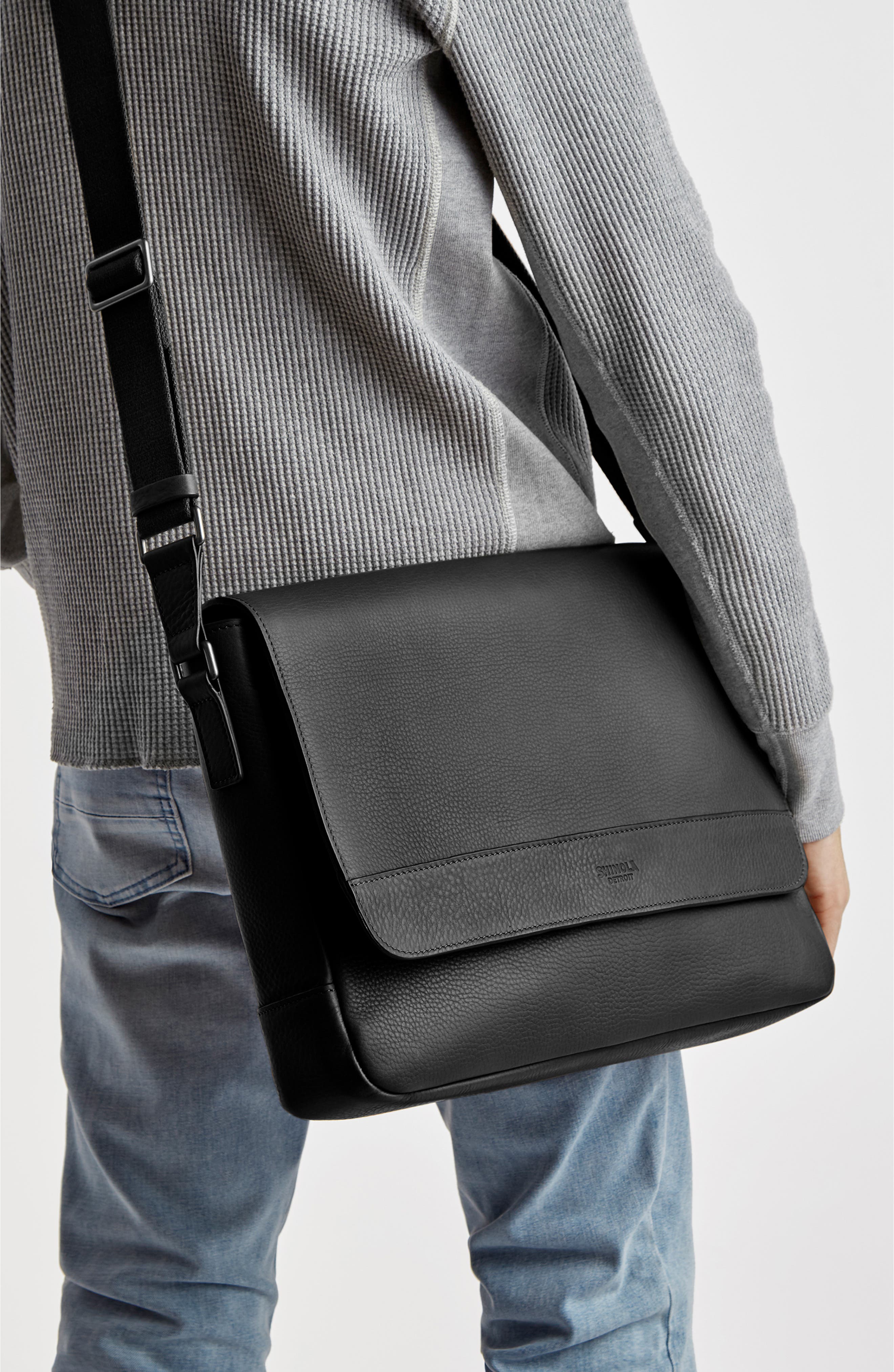 Shinola Slim Leather Messenger Bag, Alternate, color, 