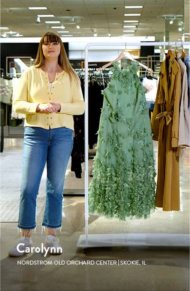 Camilla Floral Appliqué Halter Midi Dress, sales video thumbnail