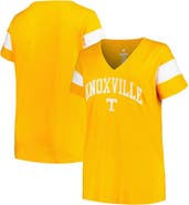 PROFILE Women's Profile Heather Tennessee Orange Tennessee Volunteers Plus Size Arched City Sleeve Stripe V-Neck T-Shirt