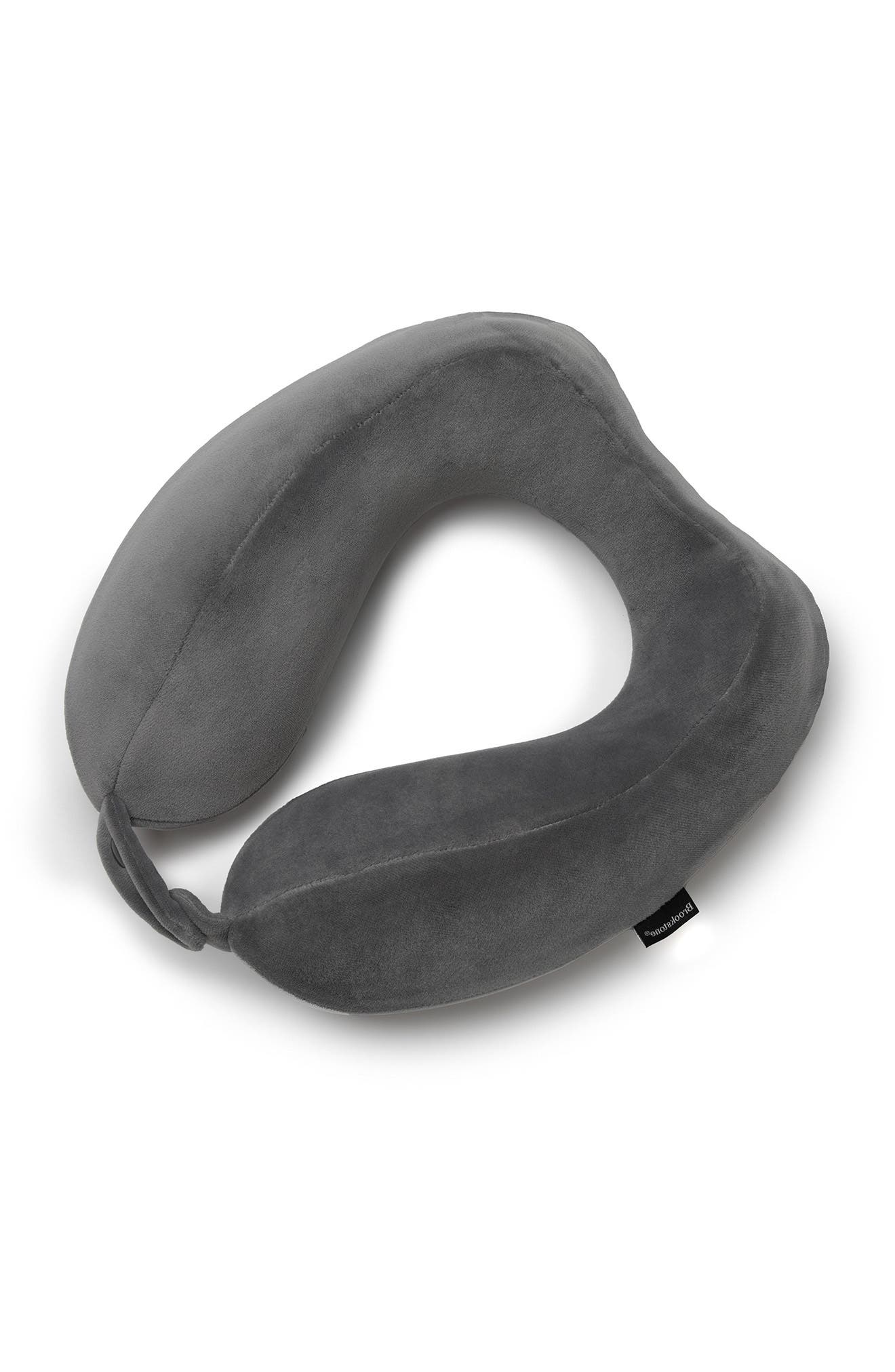 BROOKSTONE Ultra Dorm Memory Foam Neck Pillow, Alternate, color, Dark Grey