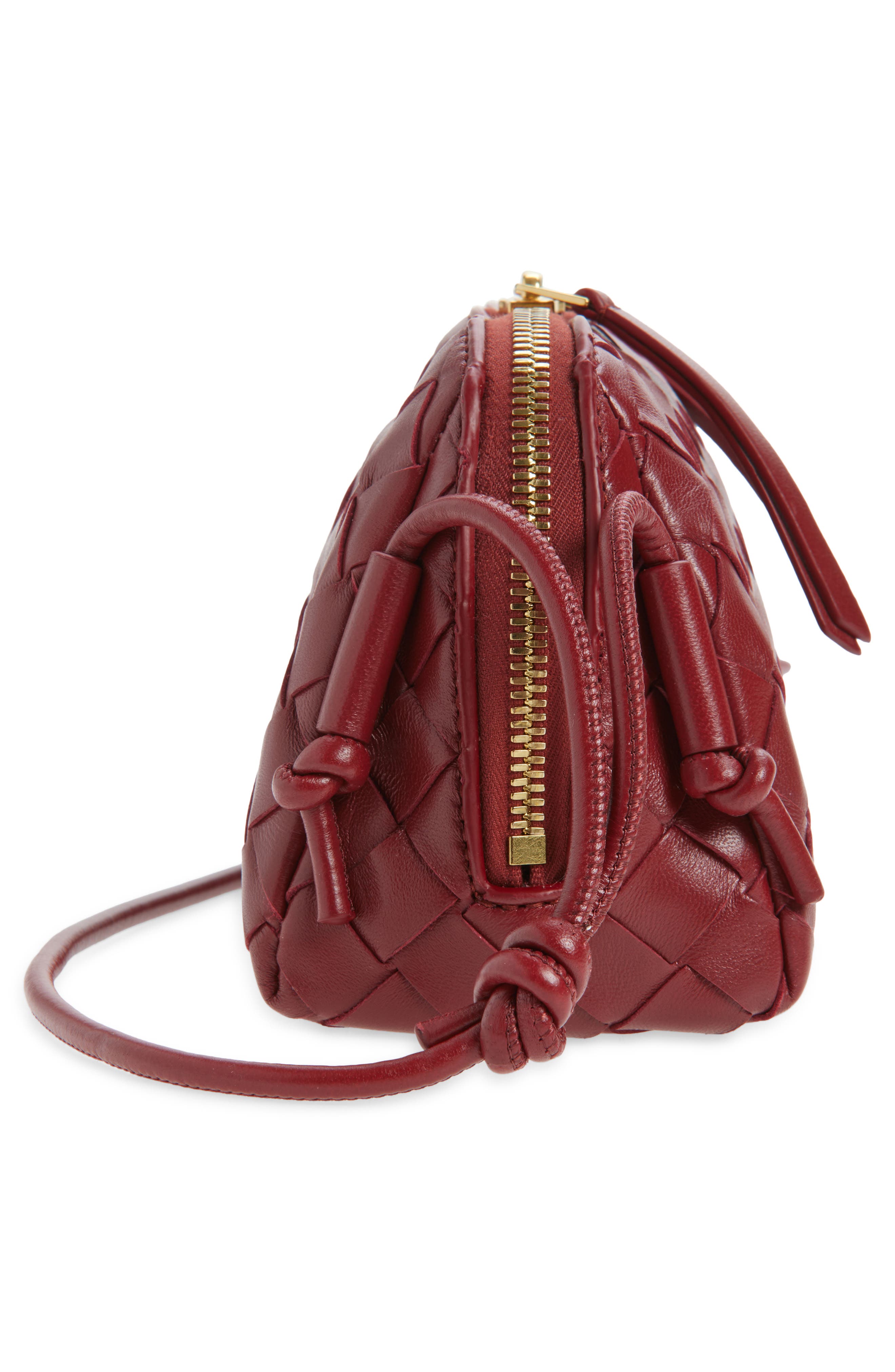 Mini Concert Intrecciato Leather Crossbody Bag, Alternate, color, 6585 LAVA RED-GOLD