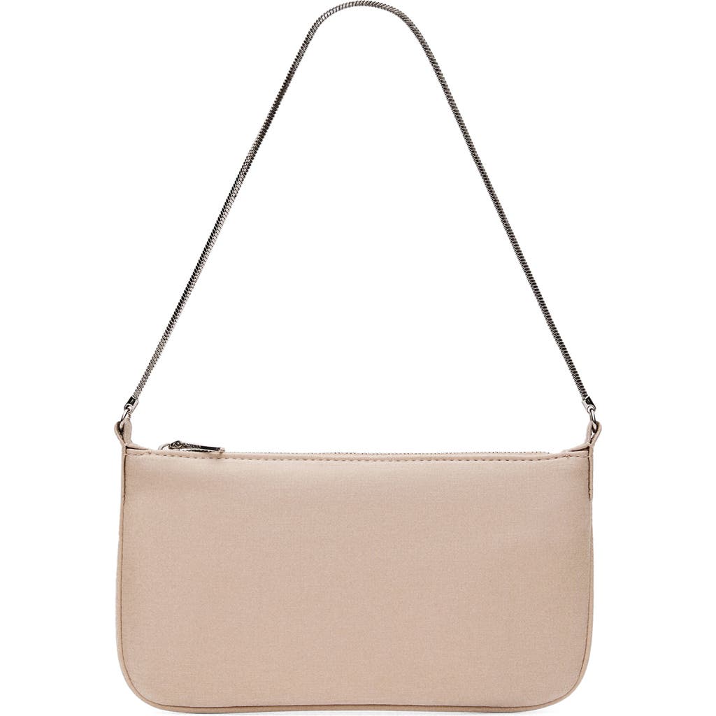 Mango Slim Canvas Chain Handle Bag In Beige