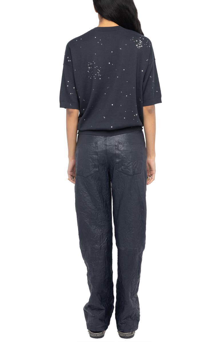 Zadig & Voltaire Wully Lico Embellished Linen Blend V-Neck Sweater, Alternate, color, Stone