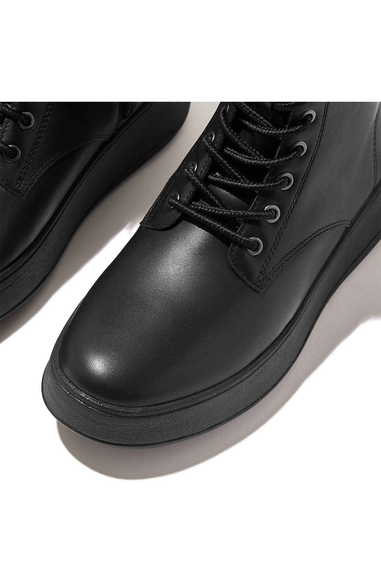 FitFlop F-Mode Lace-Up Leather Flatform Combat Boot, Alternate, color, 