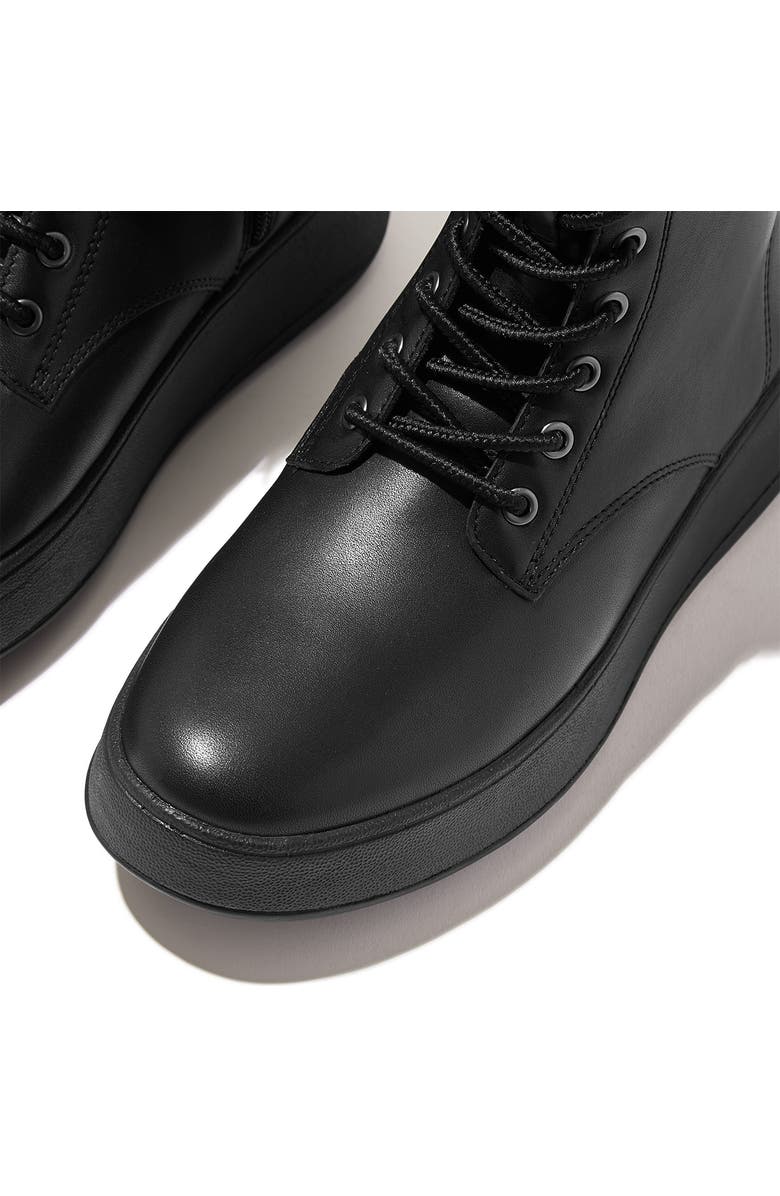 FitFlop F-Mode Lace-Up Leather Flatform Combat Boot, Alternate, color,