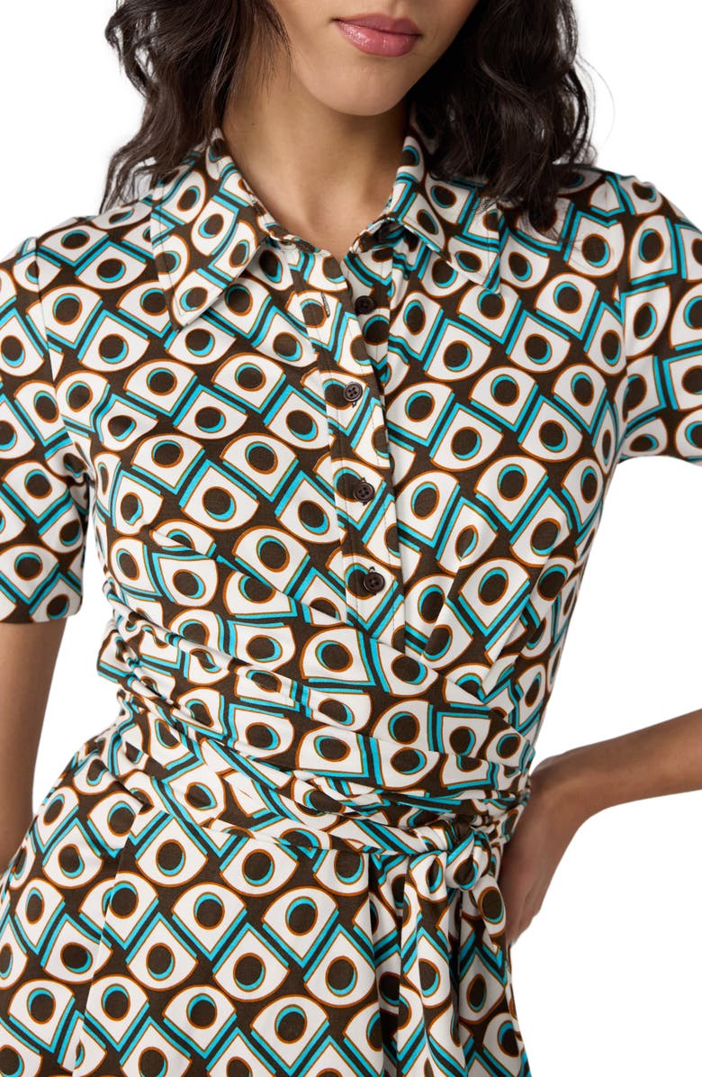 Diane von Furstenberg Didi Geo Print Cotton & Silk Wrap Shirtdress, Alternate, color, Fan Club Woodstock