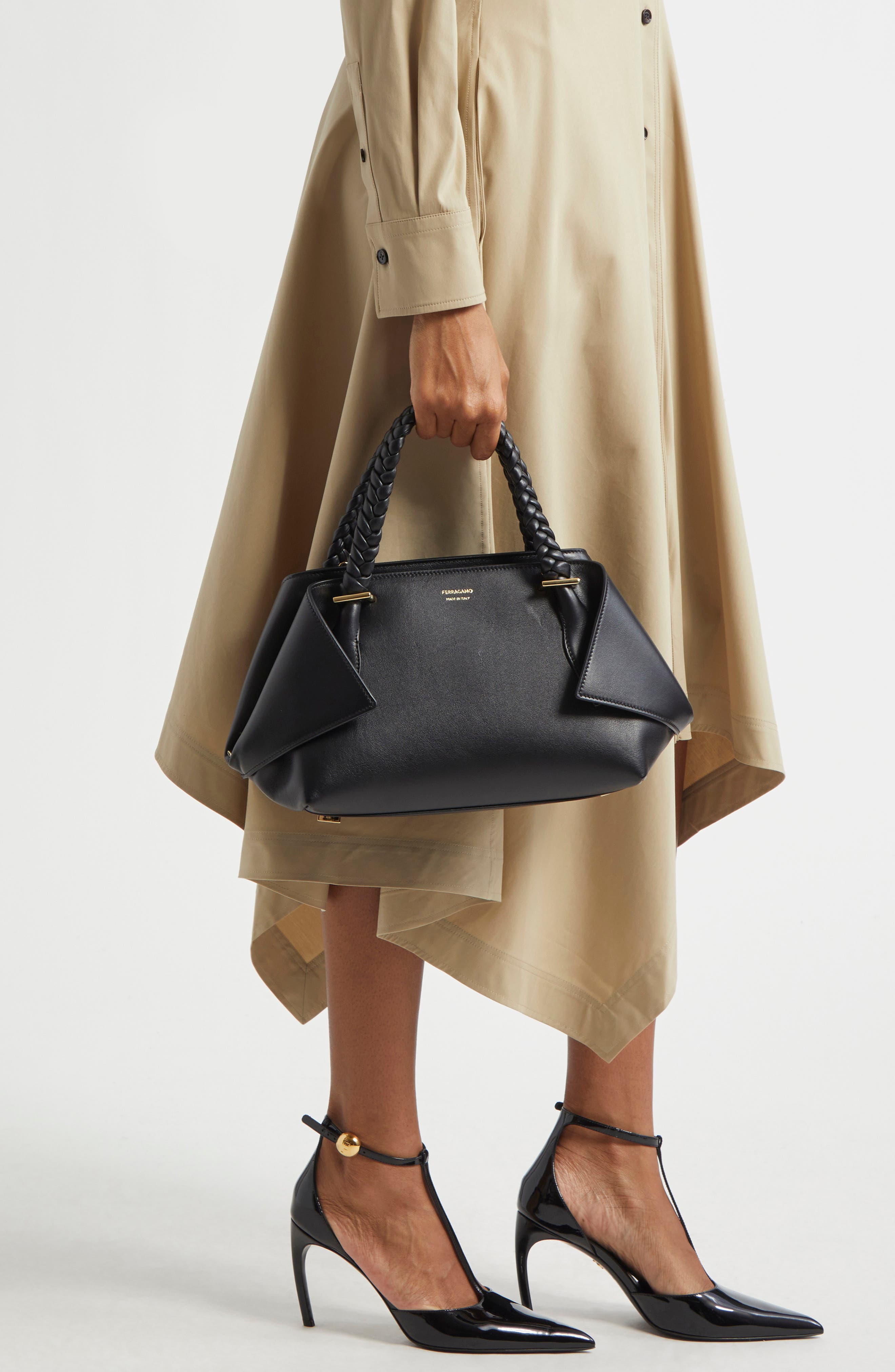 FERRAGAMO Small Blossom Top Handle Bag, Alternate, color, 