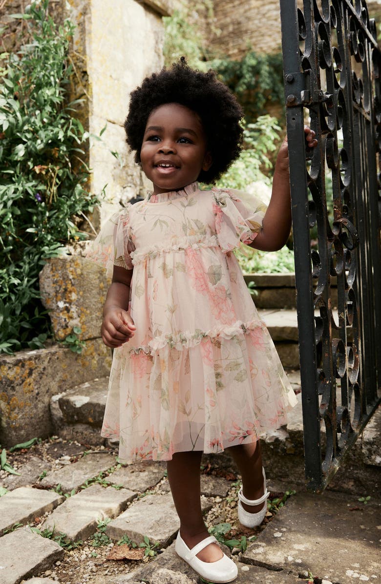 NEXT Kids' Floral Mesh Tiered Party Dress, Alternate, color,