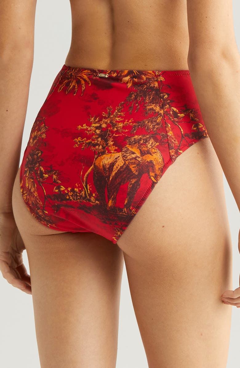 L'AGENCE Vanessa Red Jungle High Waist Bikini Bottoms, Alternate, color, Scarlet