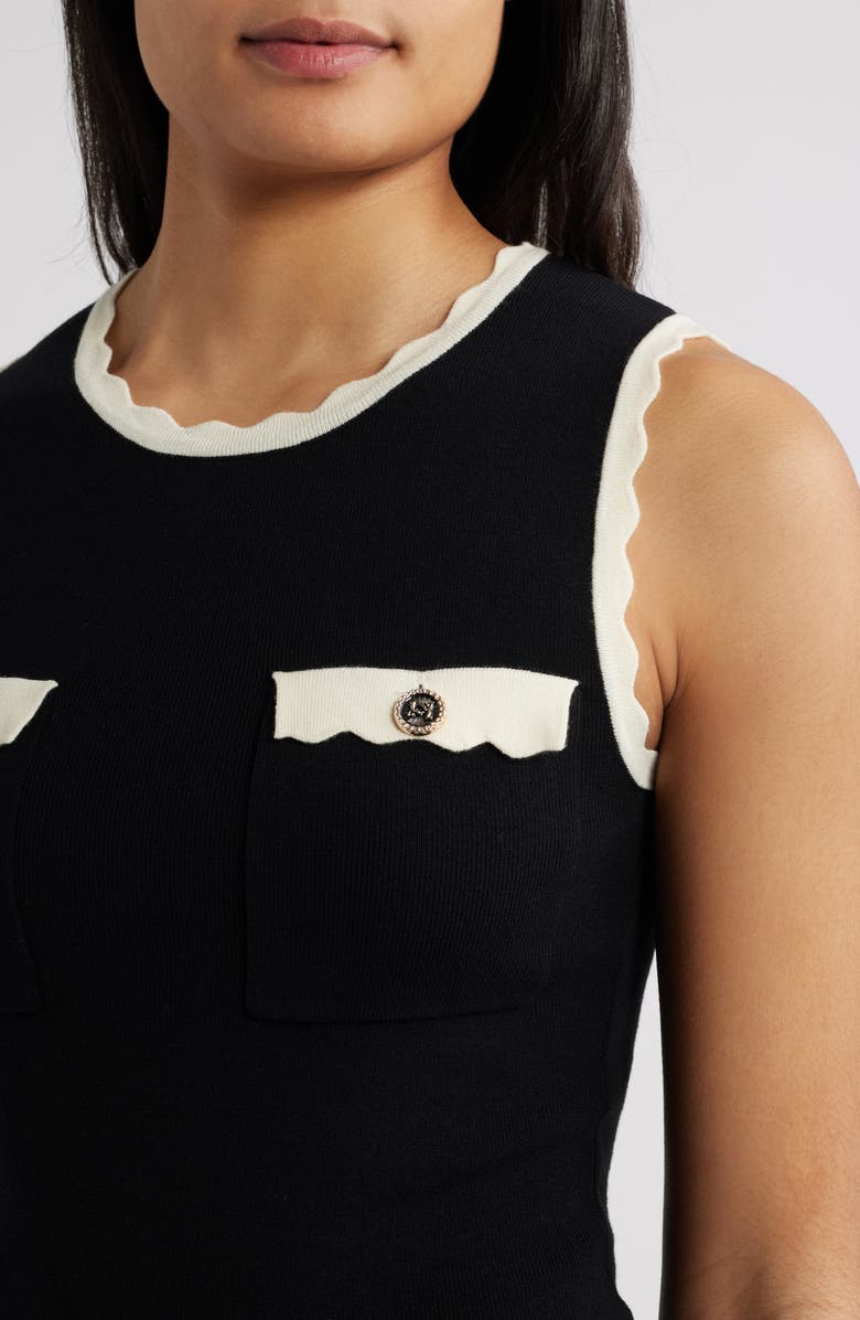 ZOE AND CLAIRE Scallop Trim Sleeveless Sweater, Alternate, color, 