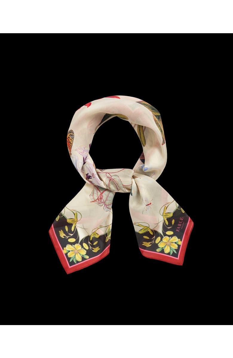 Fable England Ivory Wonderland Scene Square Scarf, Alternate, color, Cream & Black