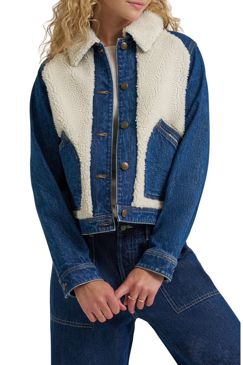 Mixed Media Denim Jacket, Main, color, TALK TO ME