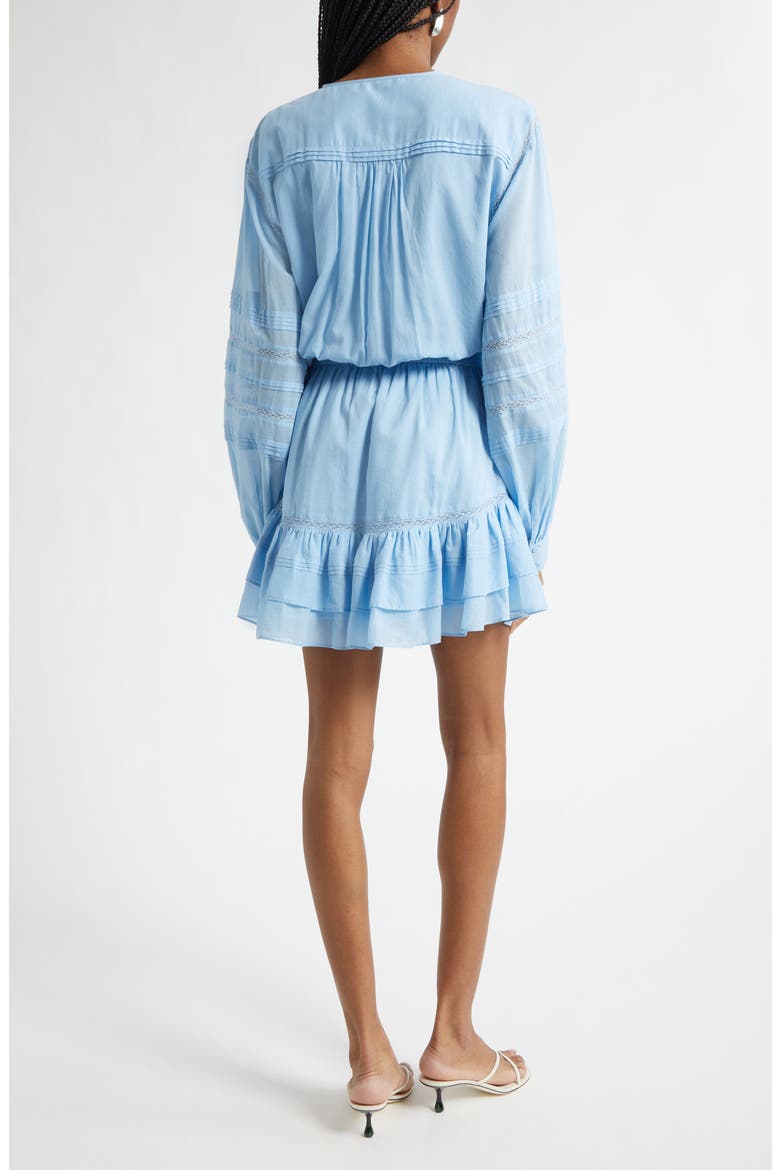 Arabella Lace Inset Long Sleeve Cotton Minidress, Alternate, color, BAZAAR BLUE