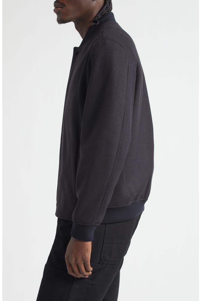Boiled Wool Blend Jersey Bomber Jacket, Alternate, color, NAVY