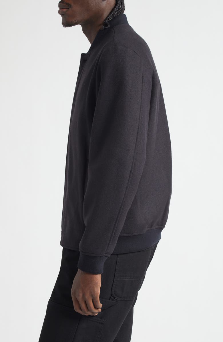 Sunspel Boiled Wool Blend Jersey Bomber Jacket, Alternate, color, Navy