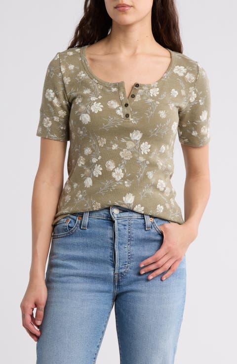 Floral Print Henley